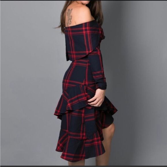 By Egreis Navy Blue/ Red Plaid Dress - Size Large  - NWT - Picture 2 of 12